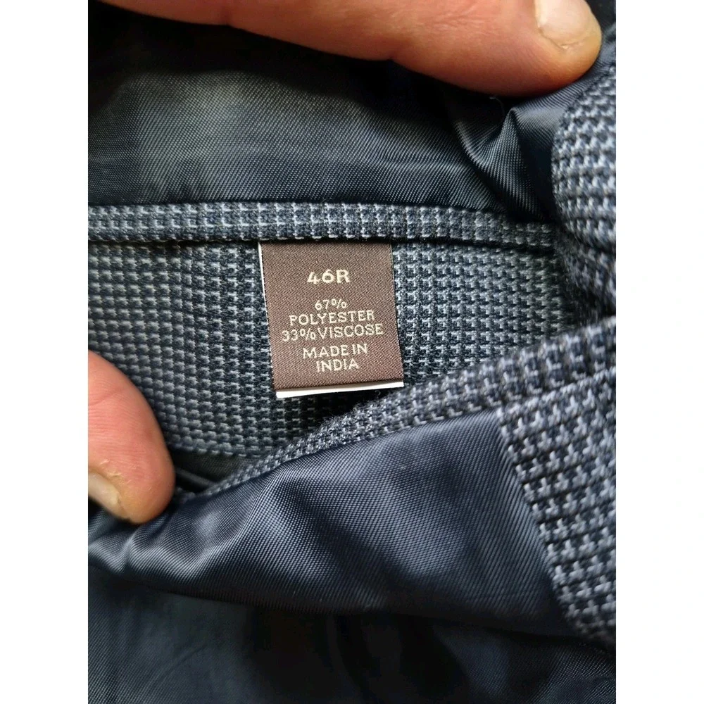 Tasso Elba Mens Sport Coat 46R Navy Blue 2 Button Single Breasted Blazer